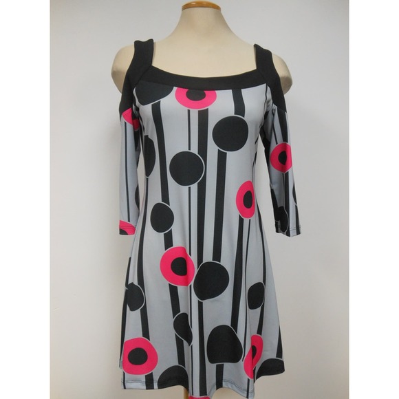 NWT Luc Fontaine Grey Pink Cold Shoulder Tunic, size 12 & 14 - Picture 2 of 5